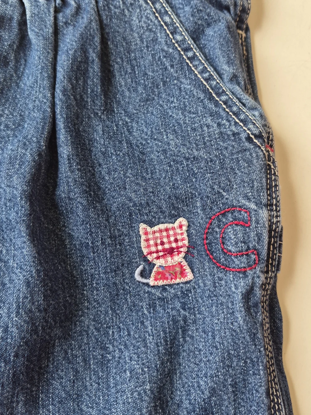 OshKosh B'gosh Girls' Blue Denim Overalls with Pink Accents